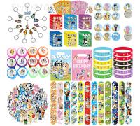 Bracelets à claquer pour décorations d'anniversaire, cadeaux de fête, récompenses pour la classe, prix, garnitures pour sacs surprises, fournitures de fête, chien bleu 108pcs