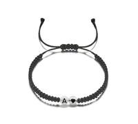 Bracelets à initiales en forme de cœur, bracelet à breloques avec 26 lettres initiales, bracelets à cordes noires, bracelets tressés réglables avec lettres A-Z pour sœur, fille, fête des mères, maman,