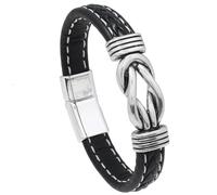 Bracelets and Son Forever Linked Together Braided Leather Bracelet Men Stainless Steel Small Necklaces for Women