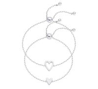 Bracelets assortis avec breloques en forme de cœur bracelet en chaîne de cœur plaqué or bracelet de couple à attraction mutuelle pour maman fille bracelet d'amour et d'amitié réglable (Silver)