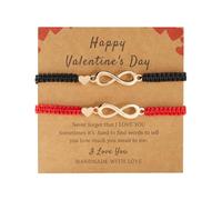 Bracelets assortis pour couples, bracelets infini, bracelets en corde tressée réglable, cadeaux de Saint-Valentin pour couples, petit ami, petite amie, Large, Métal, Pas de gemme
