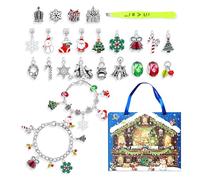 Bracelets avec calendrier de l'Avent de Noël : kit de bijoux artisanaux de 24 jours, calendrier de bracelets avec compte à rebours de Noël | Calendrier de fabrication de bracelets avec breloques et