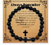 Bracelets avec croix en pierre naturelle, bracelet catholique San Benito Saint Benoît, trucs tendance, idées cadeaux inspirantes, bracelet et carte cadeaux inspirants pour hommes, femmes, adolescents