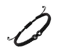 Bracelets avec initiales tressées pour homme, bracelet à breloques initiales - Bracelets pour couples avec design coeur - Bracelet initial pour homme réglable 26 lettres, bracelet cor,