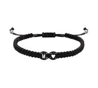 Bracelets avec initiales tressées pour homme, bracelet à breloques initiales | Corde tressée faite à la main avec design en cœur - Bracelet initial réglable pour homme 26 lettres, bracelet,