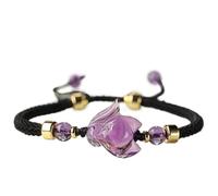 Bracelets，Beaded Bracelets Bracelet d'améthyste Bracelet de richesse Feng Shui Dieu renard Bracelet en cristal d'améthyste brésilien réglable Esprit Bracelet de pierres précieuses naturelles Méditatio