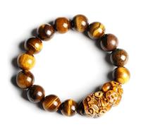 Bracelets，Beaded Bracelets Bracelet de richesse Feng Shui en pierre d'oeil de tigre Pi Xiu Bracelet en cristal de gemme Bijoux mauvais œil Talisman Pi Yao portant une pièce de monnaie for la construct