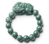 Bracelets，Beaded Bracelets Feng Shui Jade Pixiu Bracelet de richesse Prospérité Piyao Bracelet extensible Birmanie Fei Cui Jade Niveau AAA Talisman Pierre précieuse naturelle Attirer l'argent Bonne ch