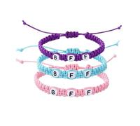 Bracelets Best Friend - Bracelets d'amitié pour 2 filles, bracelet simple tissé à la main en macramé | Bracelets assortis pour 3 filles, enfants, rose, bleu et violet