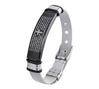 Bracelets Bibliques - Bracelets Motivationnels De Foi | Bracelet De Casque Pour Versets Bibliques | Vintage Christian Cross Écritures Braggley | Cadeau Saint Enrichi Religieux En Acier Inoxydable