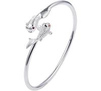 Bracelets Bijoux , Bracelet jonc en argent sterling réglable, Bracelet en argent sterling 925 for femme Réglable Bracelet manchette poisson rouge ouvert Bracelet d'amitié Bijoux en argent sterling Gif