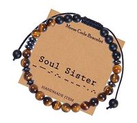 Bracelets Bijoux Code Morse Je t'aime pour Elle et Lui, Bracelets en Perles Oeil de Tigre 6 mm, Cadeau pour Homme en véritables Pierres Naturelles - 30 cm Robinets ménagers
