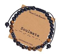 Bracelets Bijoux Code Morse Je t'aime pour Elle et Lui, Bracelets en Perles Oeil de Tigre 6 mm, Cadeau pour Homme en véritables Pierres Naturelles - 30 cm Robinets ménagers