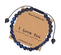 Bracelets Bijoux Code Morse Je t'aime pour Elle et Lui, Bracelets en Perles Oeil de Tigre 6 mm, Cadeau pour Homme en véritables Pierres Naturelles - 30 cm Robinets ménagers