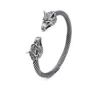 Bracelets Bracelet Bijoux Femme Homme Classique Vintage Vikings Double Loup Tête Bracelets Hommes Punk Animal Amulette Réglable Stylea