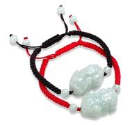 Bracelets, Bracelets pour Femmes, de Jade Vert Feng Shui pour Femmes véritable Yoga émeraude Courageux tressé Corde Cette année de Vie Transit Corde Rouge Hommes Femmes Couples Ensemble de Deux