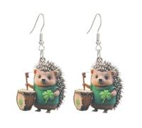 Bracelets Colle Baguier Bijoux Cute Hedgehog Earrings For Women Mom Fun Animal Charms Jewelry Weird Nettoyeur Accessoires Ultrasonique Bijoux (Green, One Size)