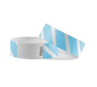Bracelets CombiCraft rayés Tyvek en bleu, emballage de 100 pièces, ruban adhésif résistant, pour contrôle d’identité et d’âge lors d’événements