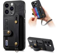 Bracelets Coque Pour Moto E40 - Lanyard Étui Portefeuille Carte Fentes Arrière Poche Antichoc Rotatif Support Housse Protect Cover Pour Moto E40 [D9] -Black