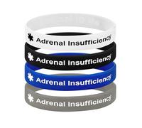 Bracelets d'alerte médicale pour insuffisance surrénale - Lot de 4, Large (20cm), Silicone, Pas de gemme