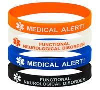 Bracelets d'alerte médicale pour troubles neurologiques fonctionnels (FND) - Lot de 4 bracelets (grand (20 cm)