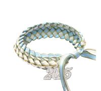Bracelets d'amitié tressés en ruban Lei pour la saison de remise de diplôme 2024 pour femmes, hommes et adolescents, faits à la main, blanc et bleu clair, taille réglable, Fil ou ficelle