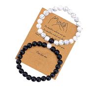 Bracelets de carte de perles de couleur noir pour couples meilleur relation amitié Saint Valentin assortis à deux