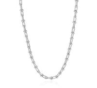 Bracelets de chaîne gros plaqués en argent pour les femmes et les hommes Surface lisse en argent Bracelet de chaîne de liaison graduée Lien ovale audacieux Liens barbell Chaînes de clip-papier