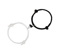Bracelets de Couple en Corde de Cloche Magnétique en Forme de Cœur pour Attraction Mutuelle, Bracelet de Relation Réglable pour Amoureux, Meilleurs Amis, Corde Tressée Noire Durable, 1 Paire
