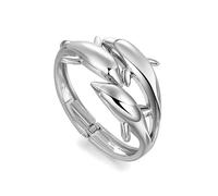 Bracelets de dauphins pour femme plaqué or 18 carats et argent mignons bracelets de dauphin pour filles bracelet ouvert de la faune marine bracelet manchette animal bijoux élégants pour dames (Argent)