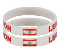 Bracelets De Drapeau du Liban, 2 Pièces Bracelets De Drapeau du Liban pour Femmes Hommes, Bracelets De Bracelet De Drapeau du Liban Élastiques en Silicone Cadeau