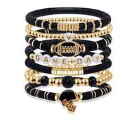 Bracelets de jour de jeu pour femmes et hommes - Bracelet de sport empilable à breloques - Bracelet pour fan de football - Accessoires de football - Bijoux cadeaux bohème d'été - Bijoux de plage
