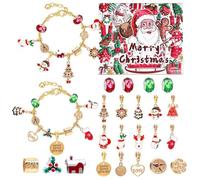 Bracelets de l'Avent de Noël - Calendrier de compte à rebours de Noël, kit de fabrication de bijoux, cadeaux de fête festifs pour la famille, les femmes, les petites filles, les adolescents, les