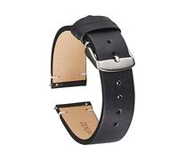 Bracelets de montre en cuir à dégagement rapide Bracelets de montre 18mm-22mm Bracelet en cuir mat souple pour bracelet de montre intelligent, Le noir, 20mm