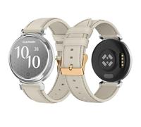 Bracelets de montre en cuir compatibles avec Garmin Lily 2/Lily 2 Classic/Active 14 mm Bracelet de rechange en cuir souple pour femme - Blanc cassé