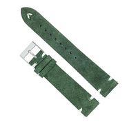 Bracelets de montre en cuir suédé faits à la main 18/20mm pour hommes/femmes daim marron 7 couleurs disponibles bracelet de montre à dégagement rapide, Vert, 20 mm