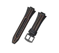 Bracelets de montre en cuir véritable, adaptés à for Seiko sportura SNL029P2 SNL021P1 SNA595P2 SNL017P1, 15x27mm(BlackOrange-Black-K2)
