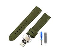 Bracelets de montre pour hommes, Bracelet de montre en Nylon épais 18/19/20/21/22/23/24mm, boucle ardillon, Anti-transpiration, respectueux de la peau, for montre à Quartz(Green Silver b,22mm)
