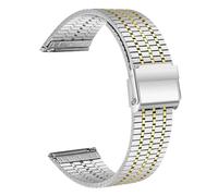 Bracelets de Montres pour Homme & Femme, Métal Bracelet de Montre pour Montre Connectée et Montre Traditionnelle, Bracelet Dégagement Rapide pour Smartwatch, 20mm/22mm (22 mm, Argent+Or)