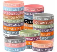 Bracelets de Motivation en Anglais, 32 Pièces Bracelets en Silicone avec Paroles Inspirantes, Bracelet D'inspiration en Silicone Couleurs, pour Étudiants Adultes
