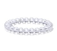 Bracelets de perles de 8 mm pour femmes et hommes - Bracelet élastique en verre transparent - Blanc - 23 cm
