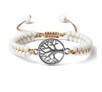 Bracelets De Perles en Porcelaine Blanche De 4 Mm pour Femmes Boho Yoga Tressé Arbre De Vie Bracelets À Breloques Amp; Bracelets Amant D'amitié Bijoux