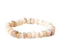 Bracelets de Perles Faits Main en Coquillage Naturel Unisexe, Réglables, en Nacre Blanche et Jaune, Extensibles, Perles Carrées, Adaptés Aux Hommes et Aux Femmes, À Porter Au Quotidien. Blanc