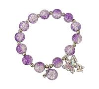 Bracelets de perles pour femme - Bracelet de perles de verre - Bracelet à breloques papillon - Bracelet de perles papillon pour femme - Montres de natation (D, taille unique)