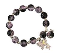 Bracelets de perles pour femme - Bracelet de perles de verre - Bracelet à breloques papillon - Bracelet de perles papillon pour femme - Montres de natation (A, taille unique)