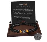 Bracelets de perles pour homme en 100 langues « I Love You » - Cadeaux pour lui, bracelets de projection pour papa, grand-père, frère, fils, mari, petit-fils, petit-fils, œil de tigre, bracelet