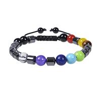 Bracelets de Perles pour Hommes, Oeil de Tigre, Cristal, énergie, 8mm, Extensible, 7 Chakras, Pierre Naturelle