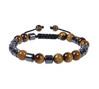Bracelets de Perles pour Hommes, Oeil de Tigre, Cristal, énergie, 8mm, Extensible, 7 Chakras, Pierre Naturelle