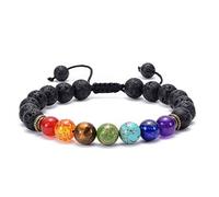 Bracelets de Perles pour Hommes, Oeil de Tigre, Cristal, énergie, 8mm, Extensible, 7 Chakras, Pierre Naturelle