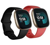 Bracelets de rechange compatibles avec Fitbit Versa 3/Versa 4/Sense/Sense 2 - Accessoire classique réglable en silicone pour homme et femme - Taille L - Noir + rouge (lot de 2)